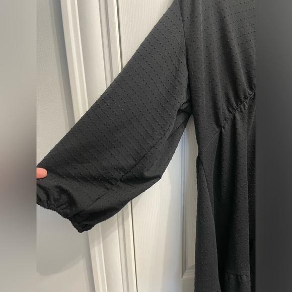 44-Loft Women’s Black Bobble Tiered Dress Babydoll w/ Balloon Sleeves Size 12 - Picture 7 of 10